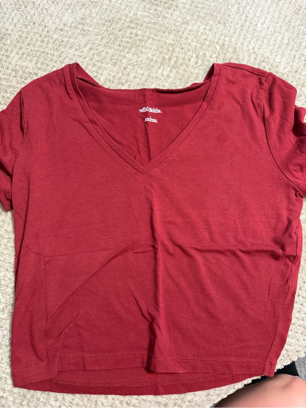 wild fable Red V-Neck Short Sleeve Tee